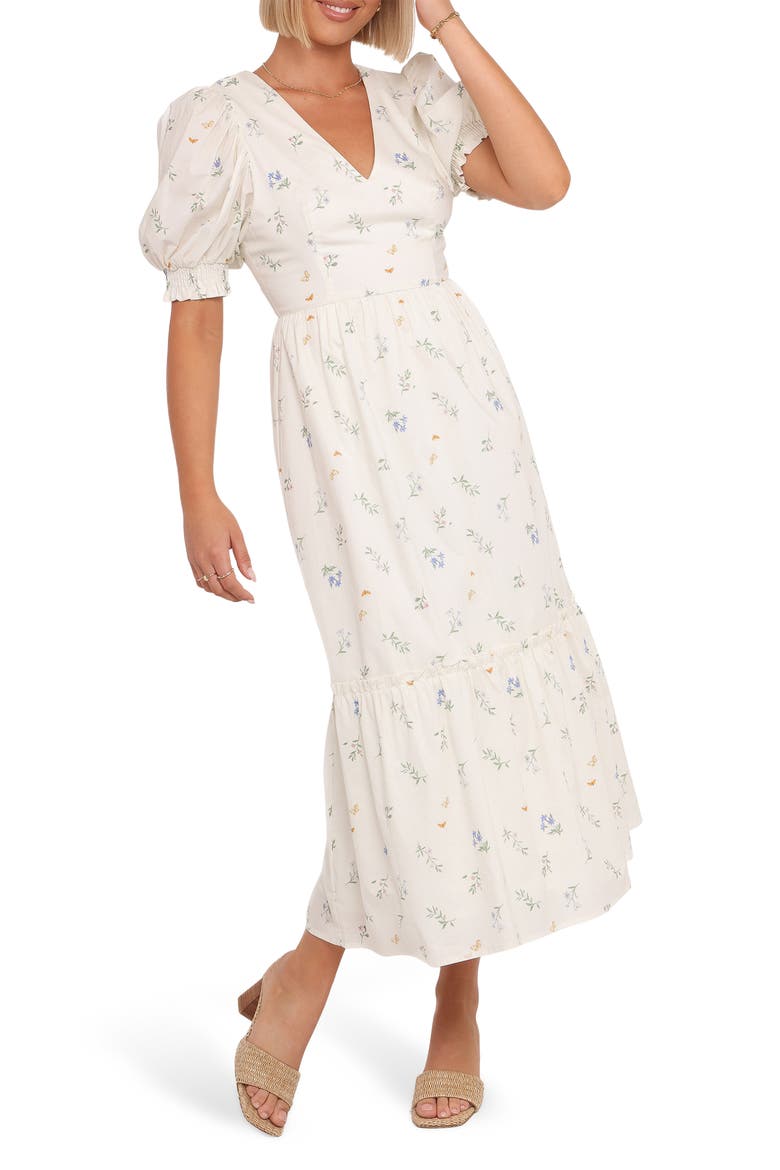 Steele Puff Sleeve Cotton Midi Dress