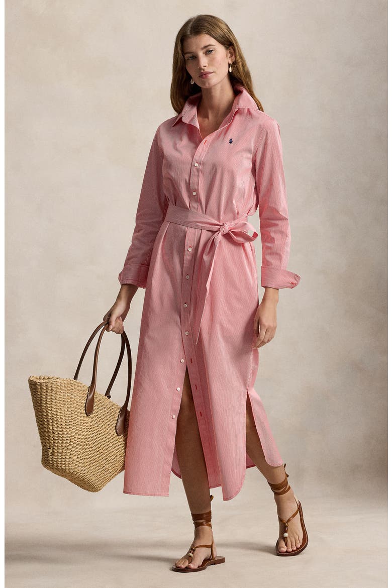 Tie Waist Long Sleeve Maxi Shirtdress