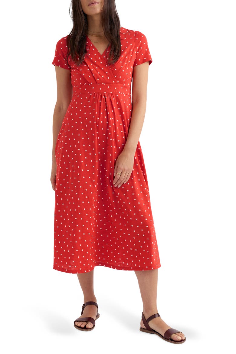 Chapelle Dot Print Organic Cotton Jersey Midi Dress