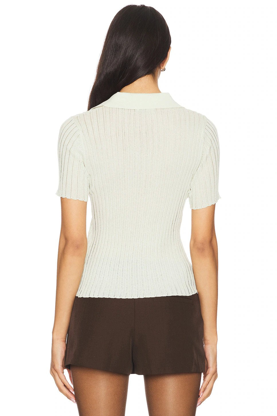 525 Maya Semi-sheer Johnny Collar Top in Mint - Image 3