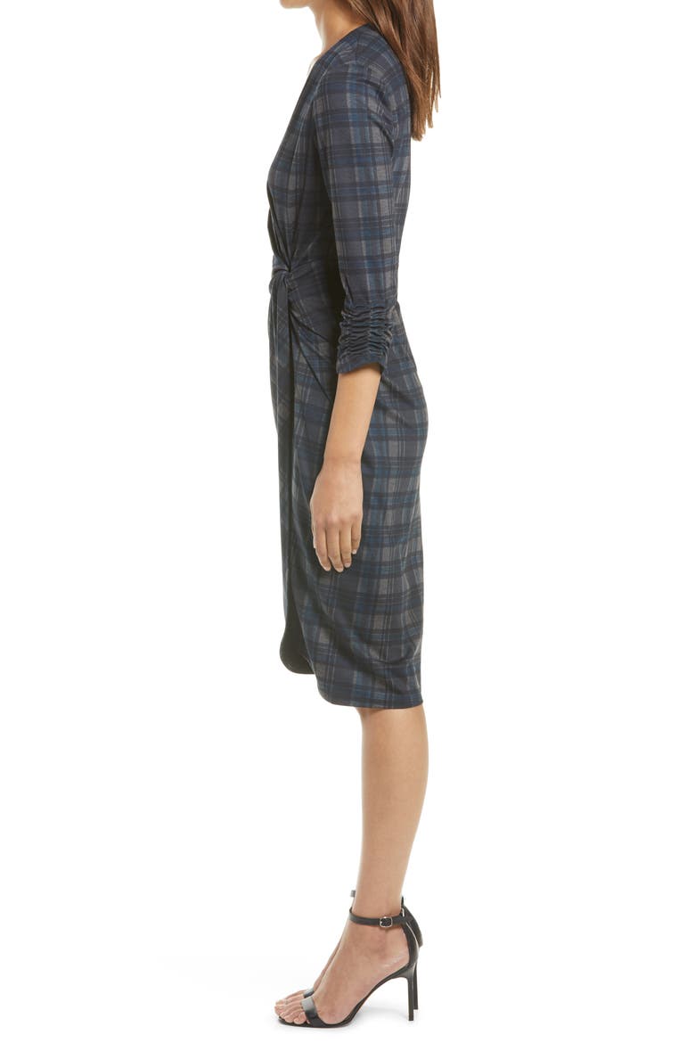 Plaid V-Neck Sheath Dress