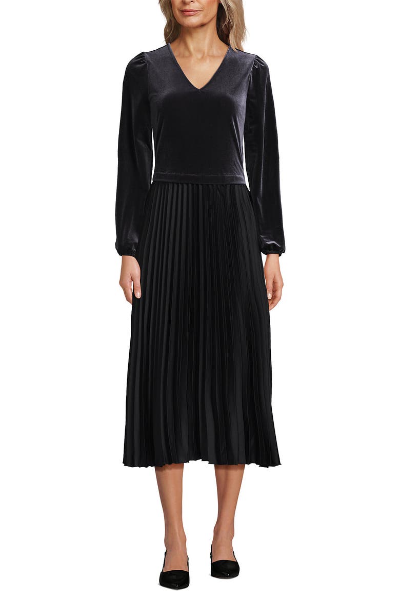 Velvet and Satin Duet Midi Dress