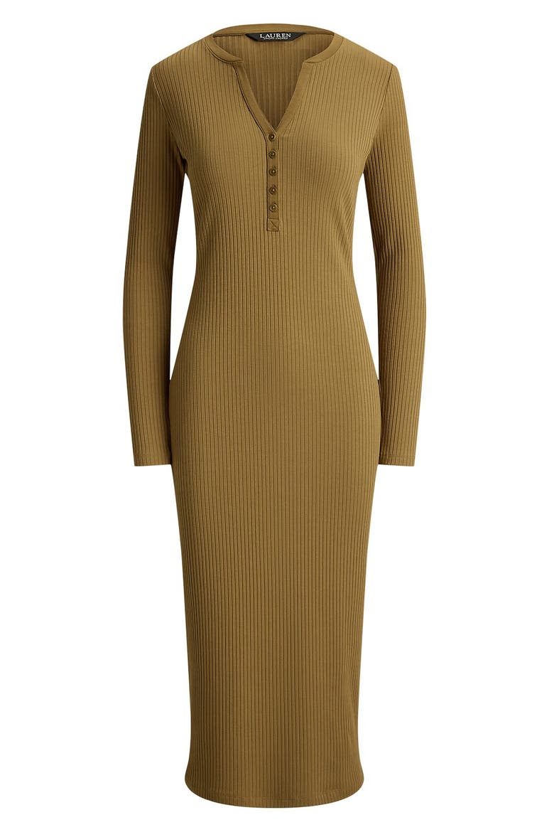 Long Sleeve Henley Midi Dress