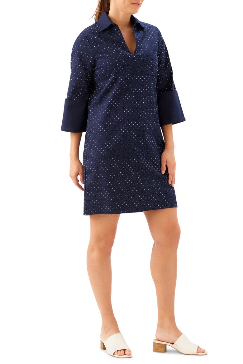 Diamante Detail Stretch Cotton Shift Dress