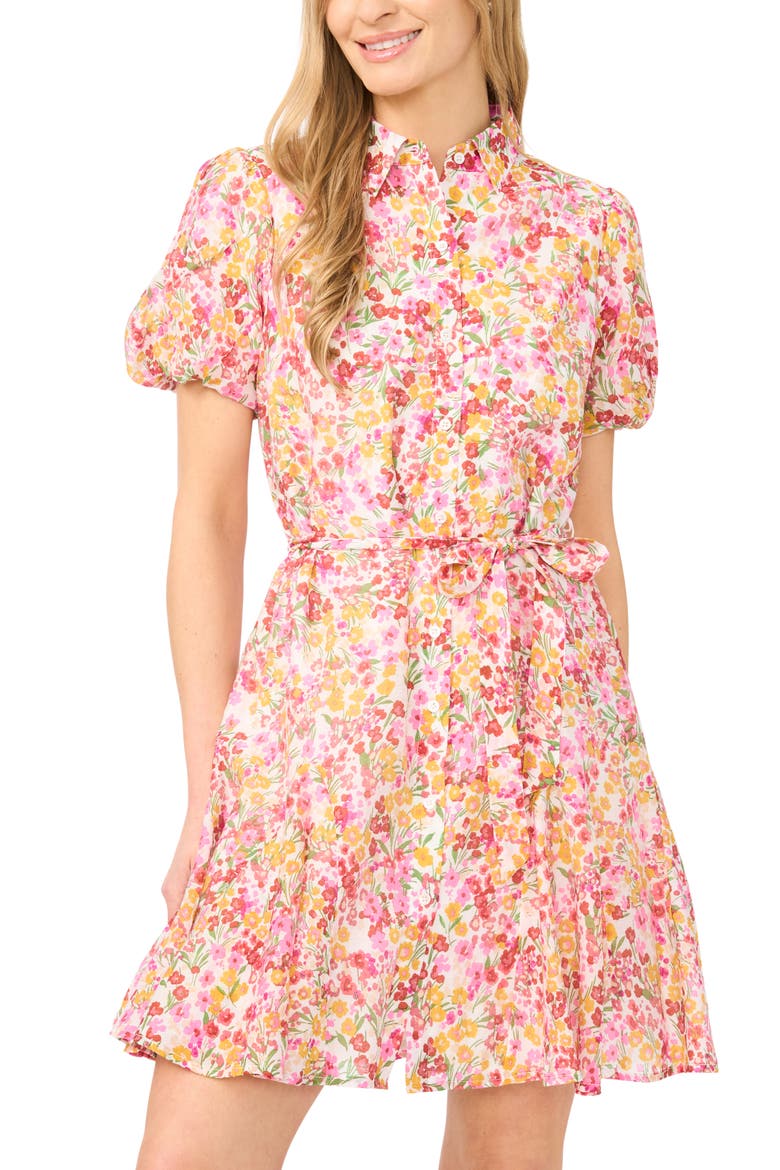 Floral Print Tie Waist Minidress
