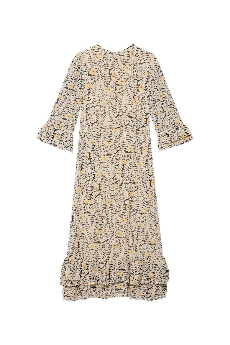 Floral Print Ruffle Midi Dress