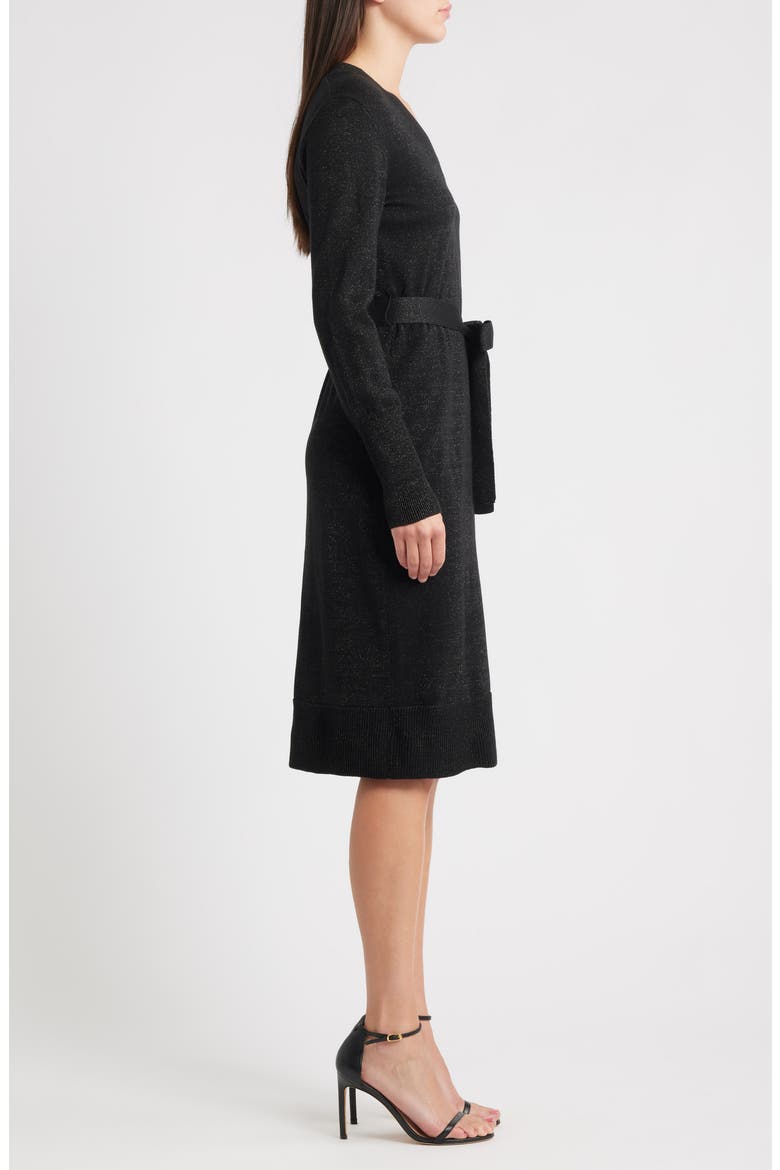 Russel Metallic Long Sleeve Sweater Dress