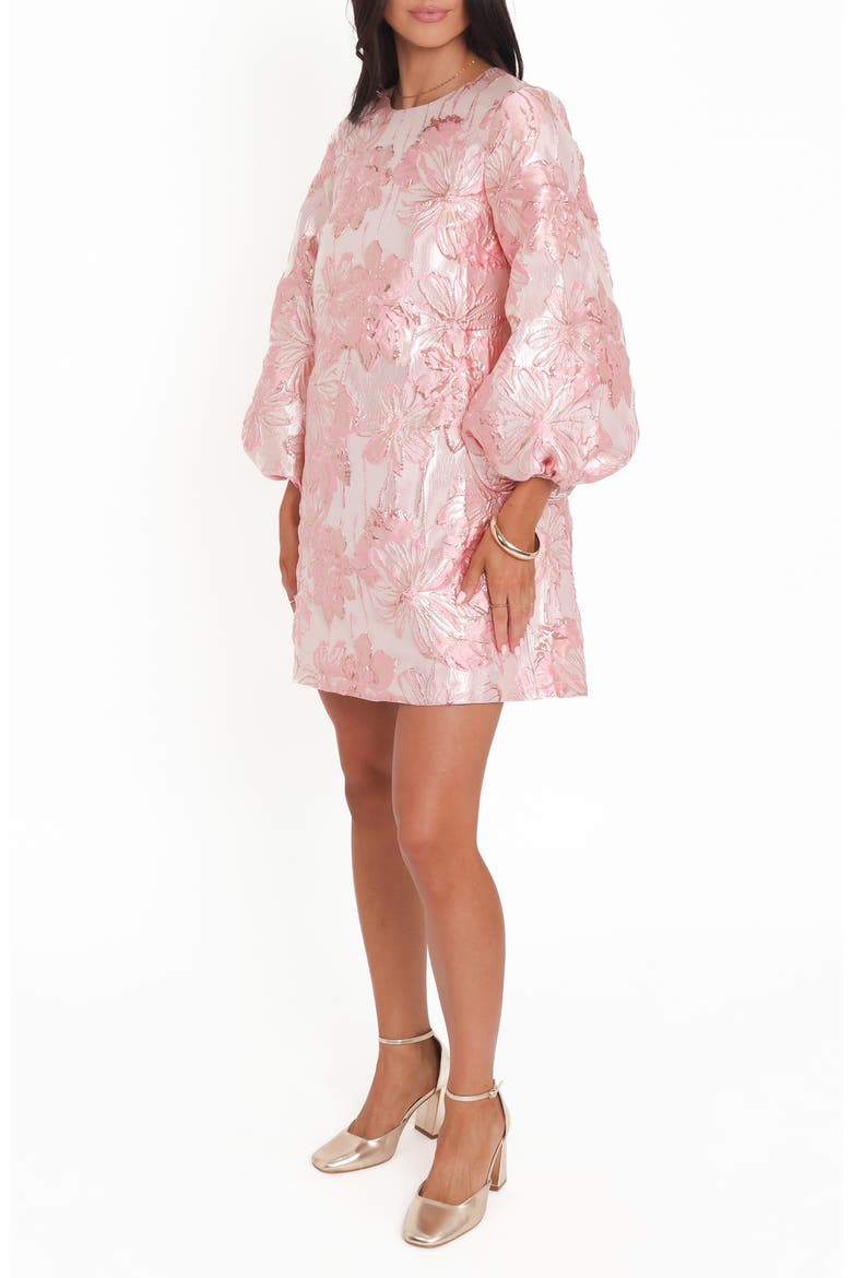 Treloar Balloon Sleeve Metallic Jacquard Minidress