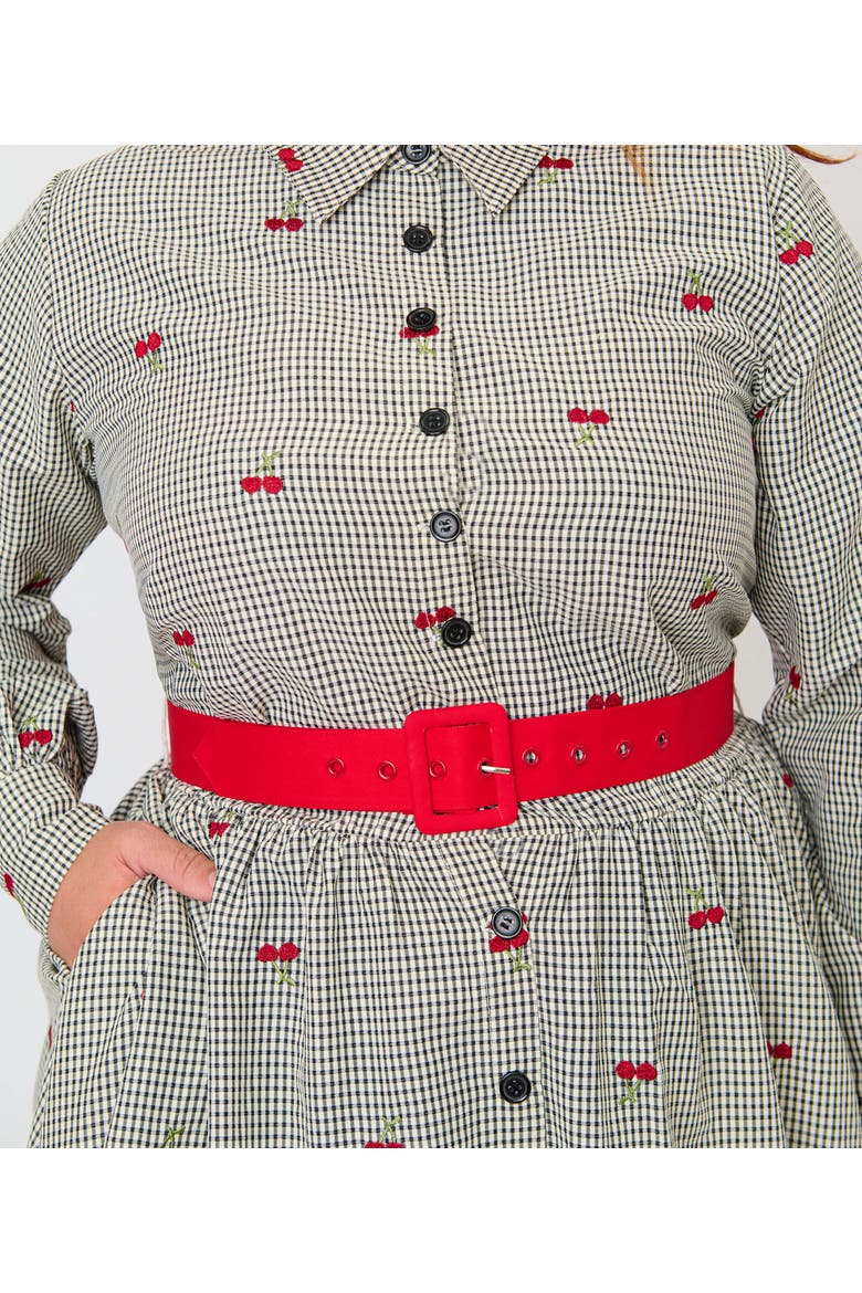 Plus Size Long Sleeve Belted Shirt Dress