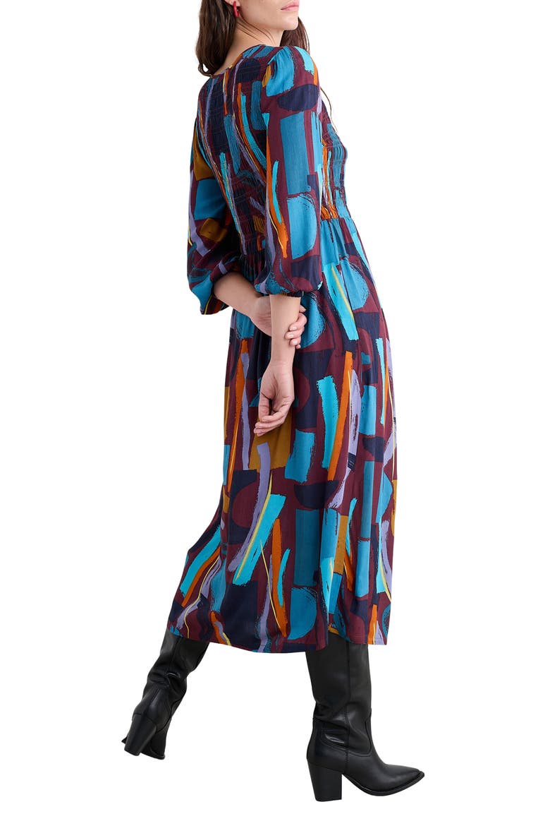 Meadowsweet Geo Print Smocked Midi Dress