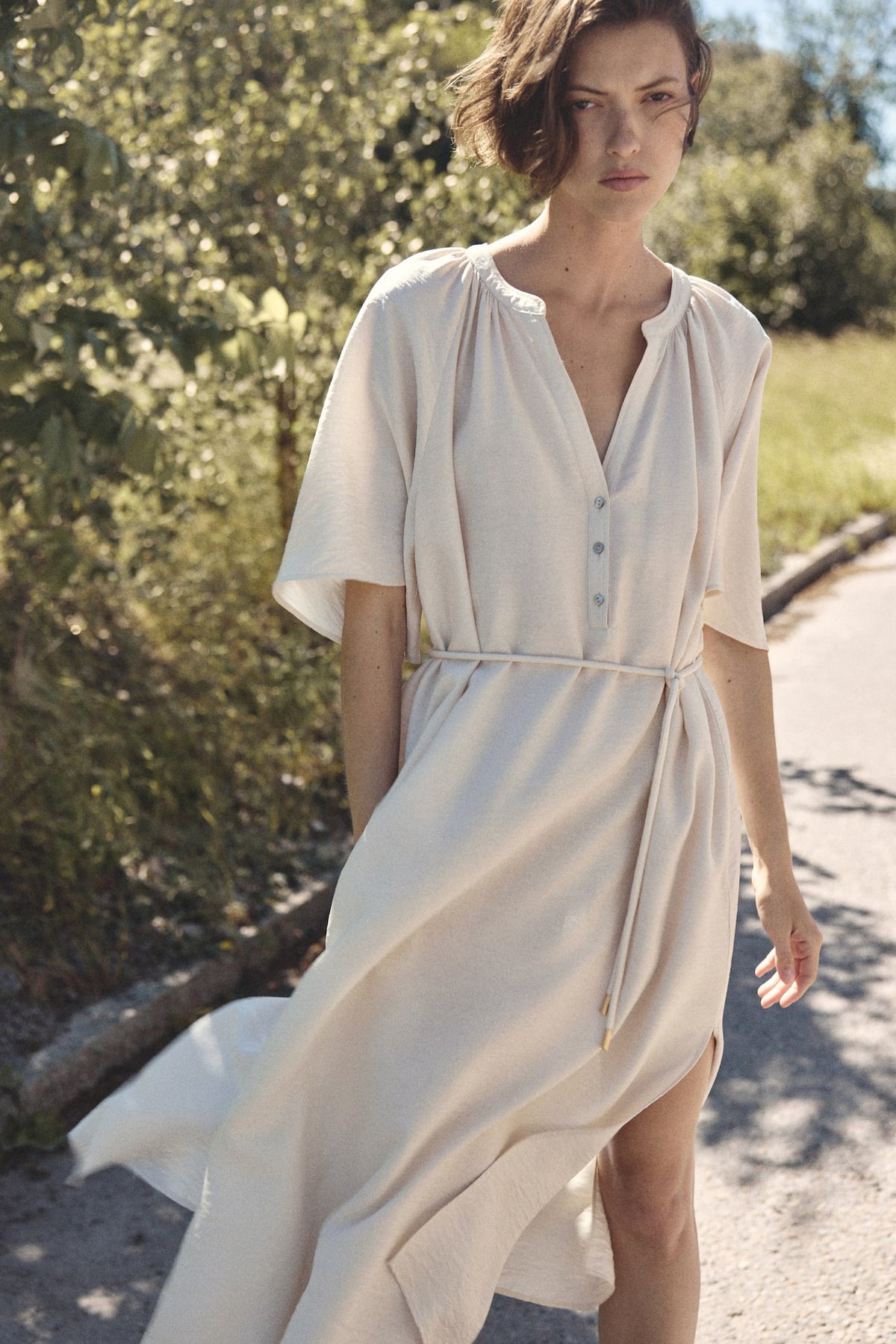 Tie-Detail Tunic Dress