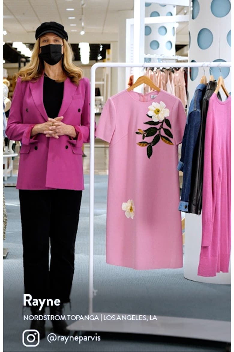 Magnolia Embroidered Stretch Wool Shift Dress