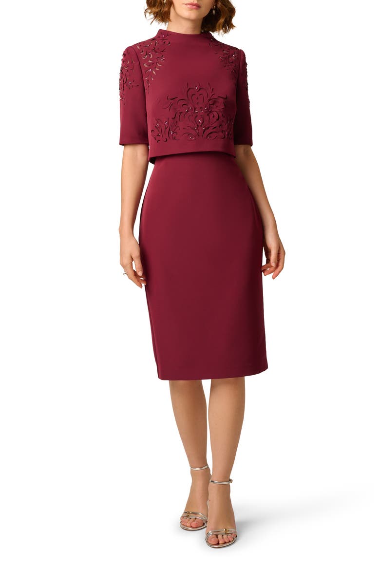 Cutout Stretch Crepe Popover Sheath Dress