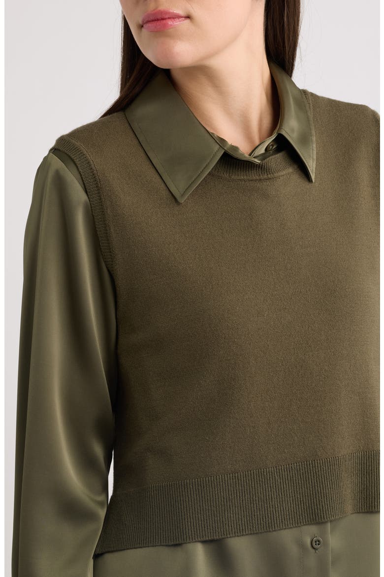 Layered Long Sleeve Shirtdress