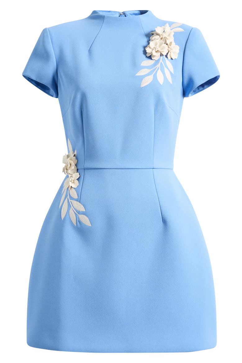 Natalia Floral Appliqué Crepe Cocktail Minidress