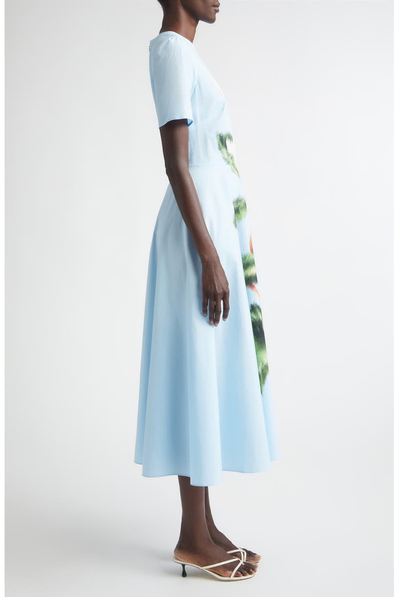 Chiné Cyclamen Floral Poplin Midi Dress