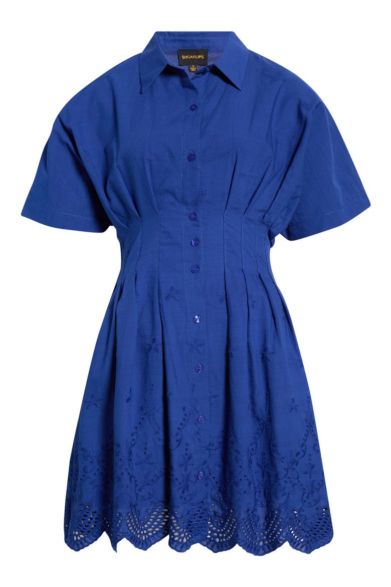 Sammie Pleated Eyelet Cotton Minidress
