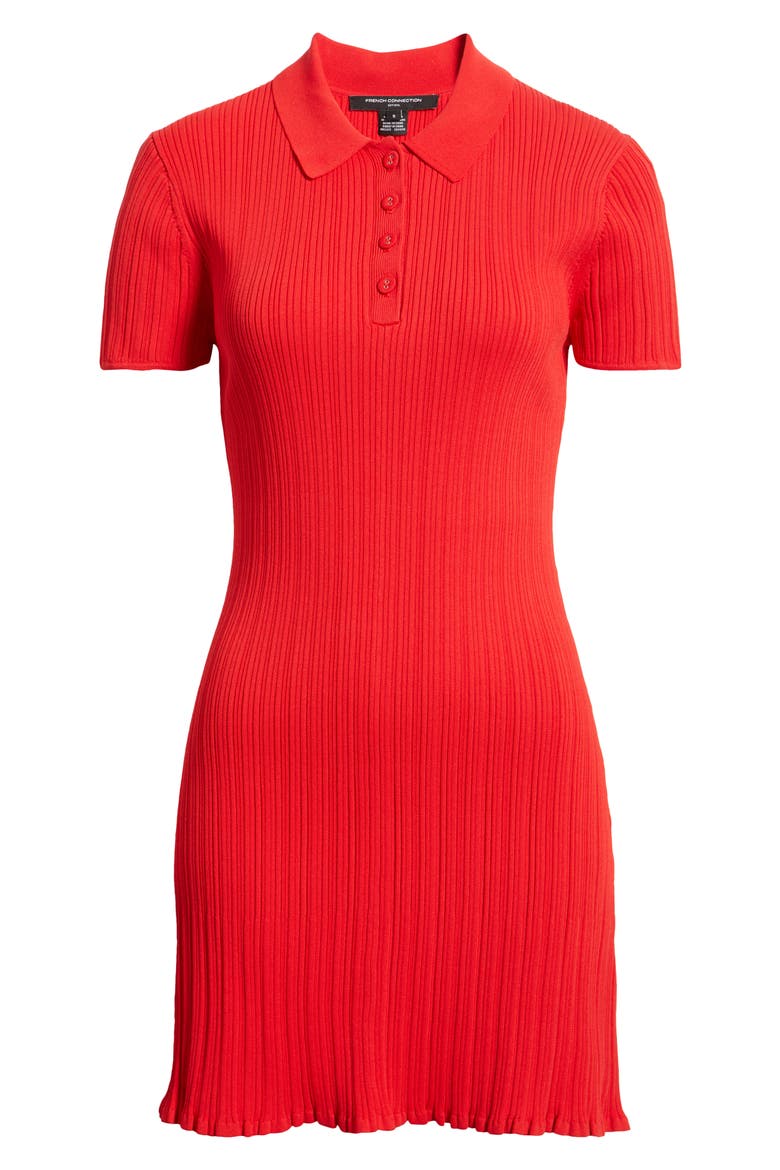 Crinkle Knit Polo Minidress