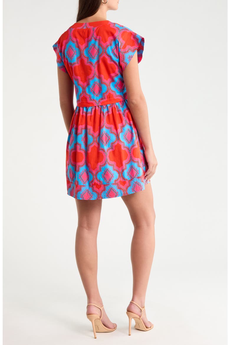 Devany Jolene Abstract Print Cotton Trapeze Minidress