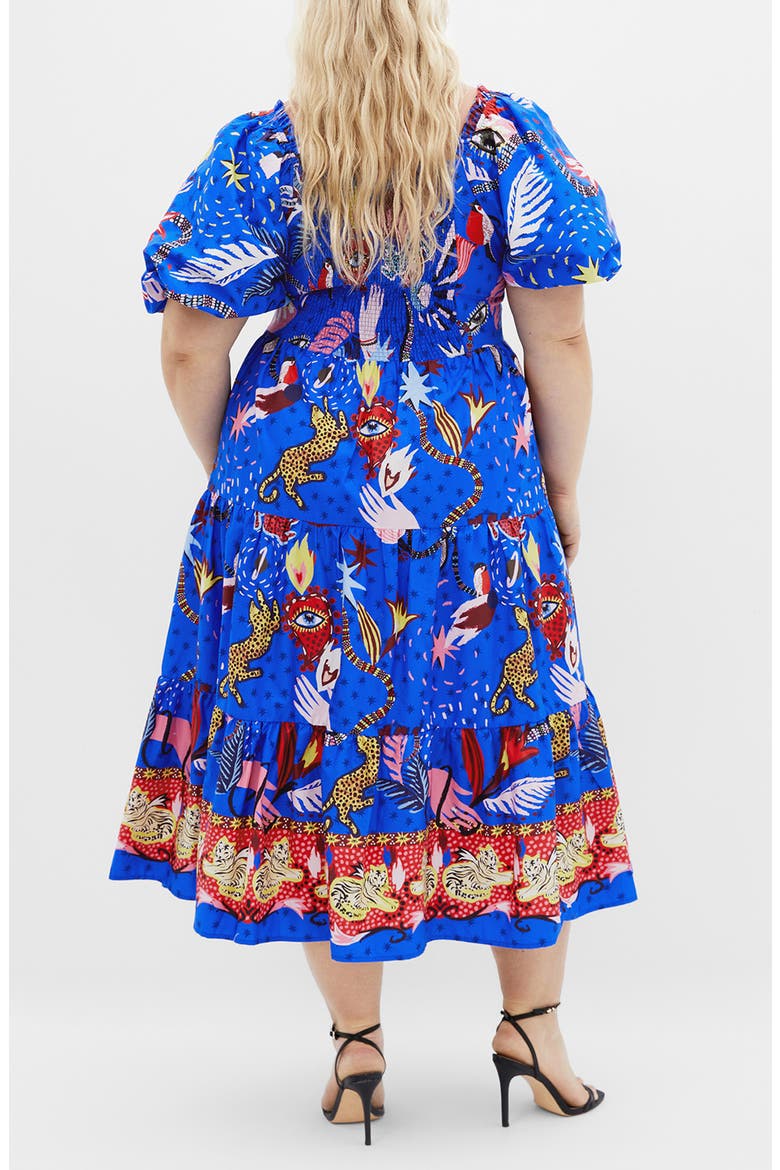 Capria Print Cotton Midi Dress