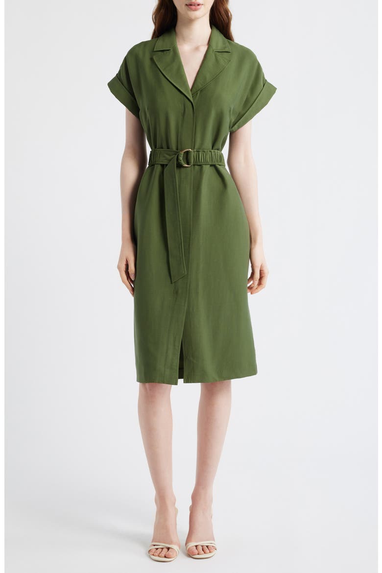 Belted Woven Midi Shirtdress