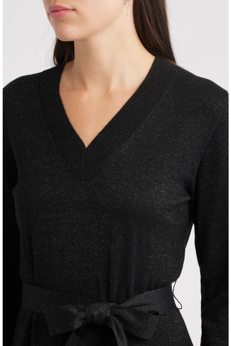 Russel Metallic Long Sleeve Sweater Dress