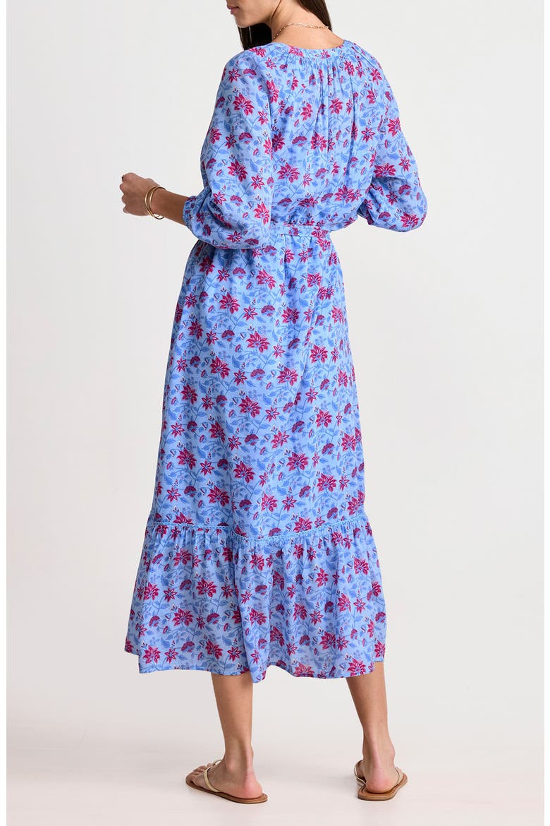 Floral Long Sleeve Cotton Blend Cover-Up Midi Dress