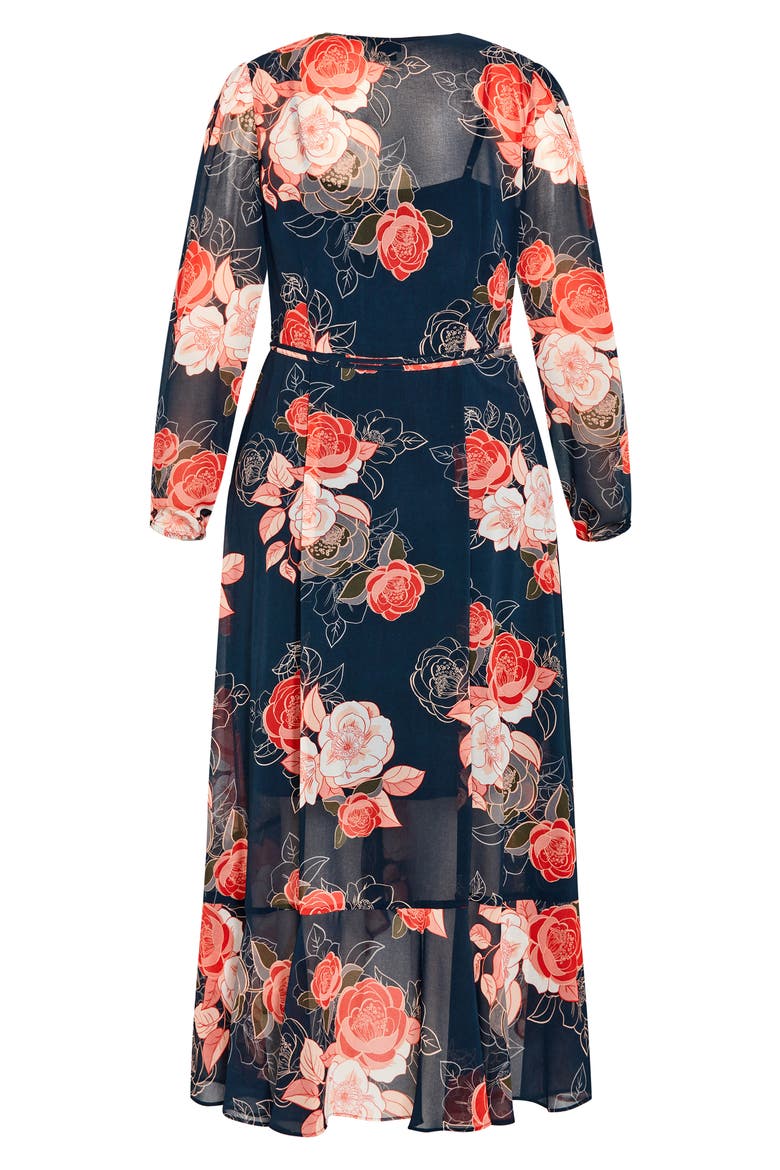 Kataleya Long Sleeve Chiffon Maxi Wrap Dress