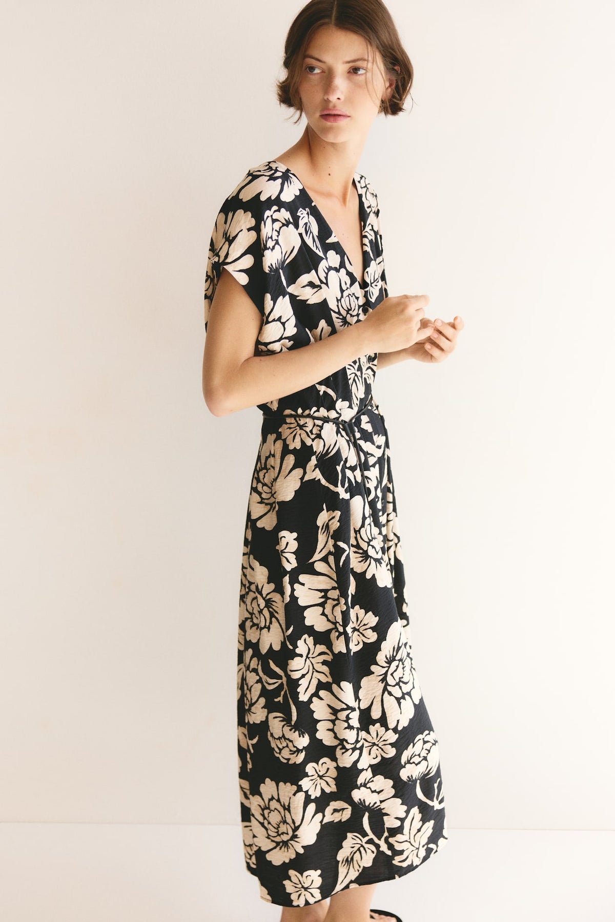 Button-Front Midi Dress