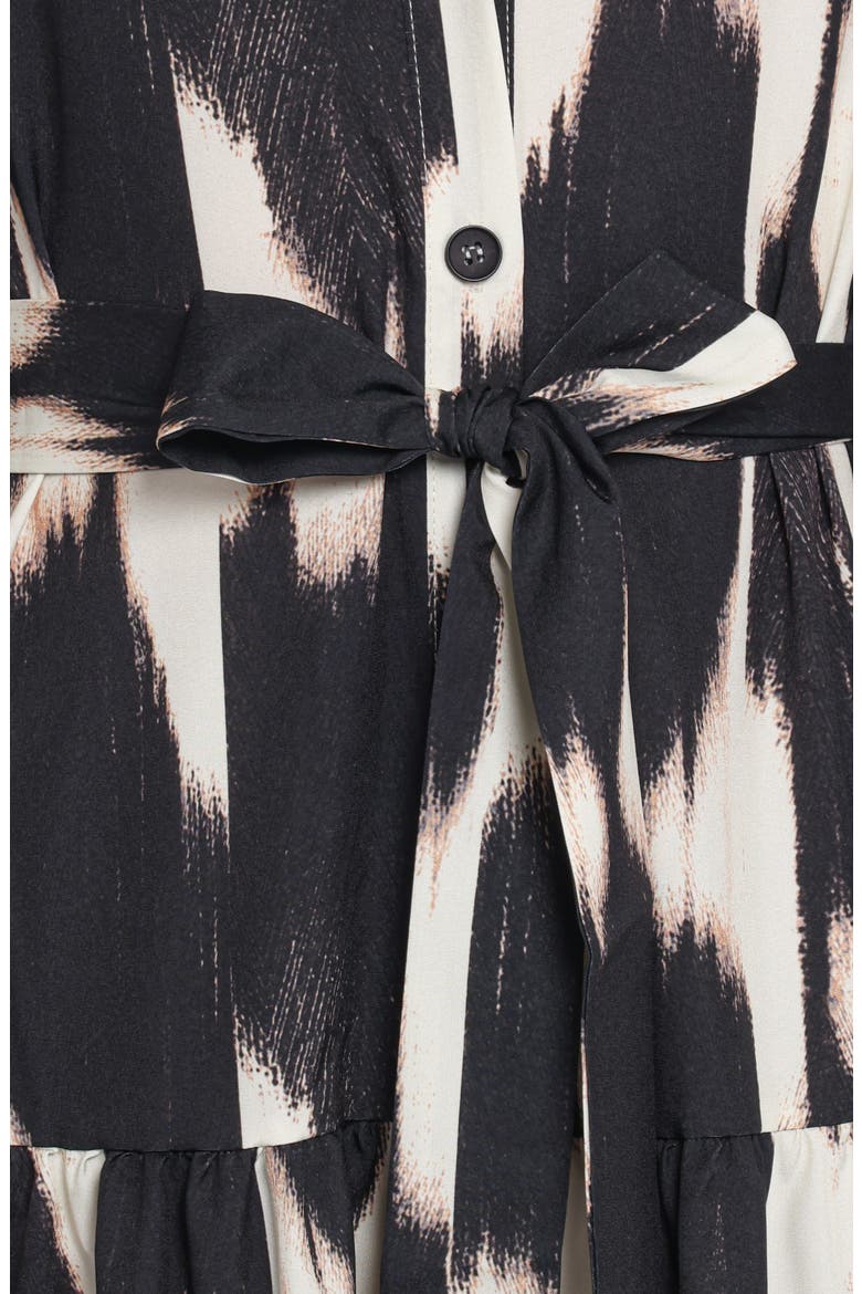 Lincoln Print Tie Waist Long Sleeve Maxi Shirtdress
