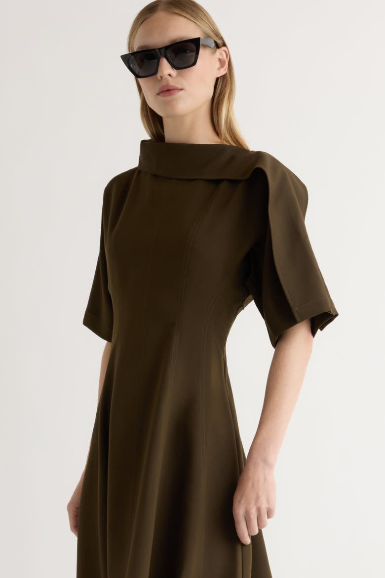 Addison Foldover Scarf-Neck Dress