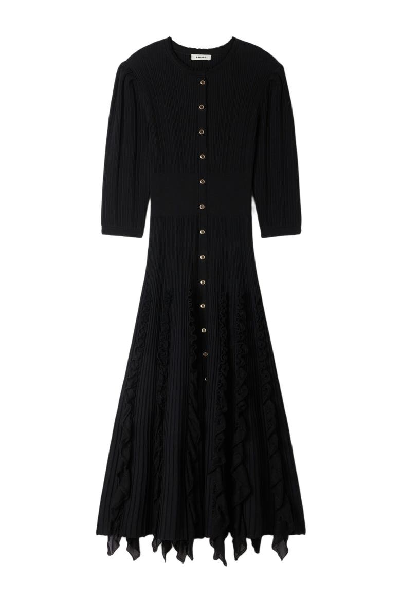 Knit maxi dress with ruffles