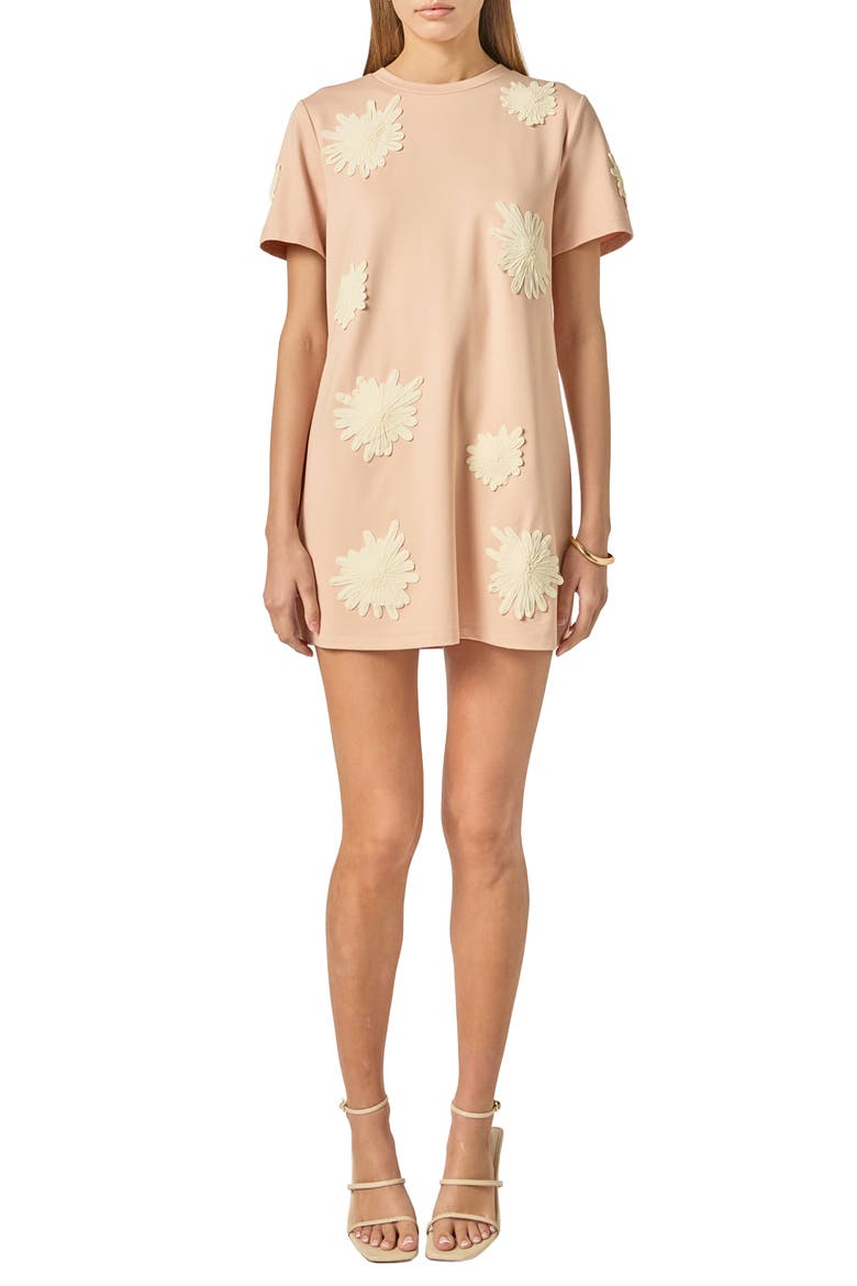 Flower Detail T-Shirt Minidress