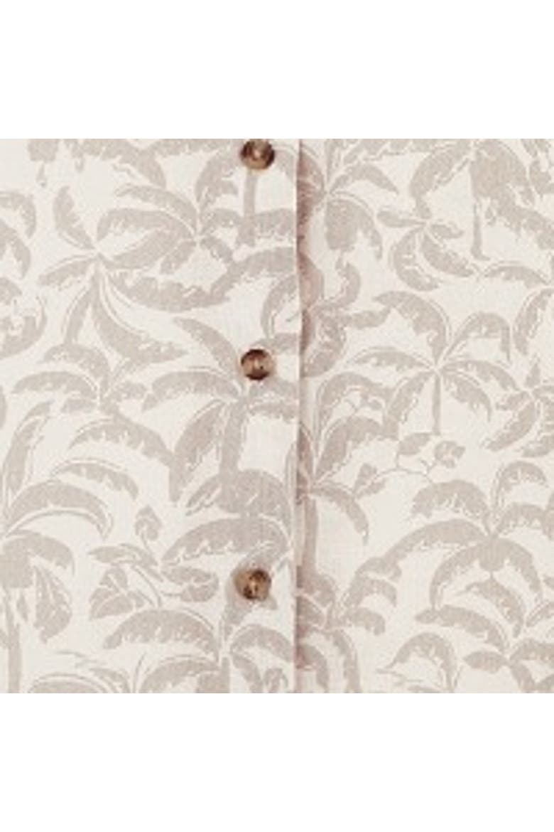 Palm Print Linen Blend Mini Dress