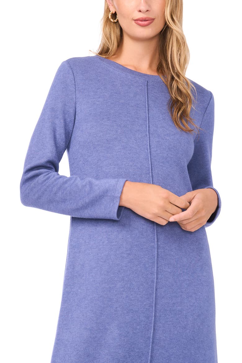 Exposed Center Seam Long Sleeve Midi Sweater Dress