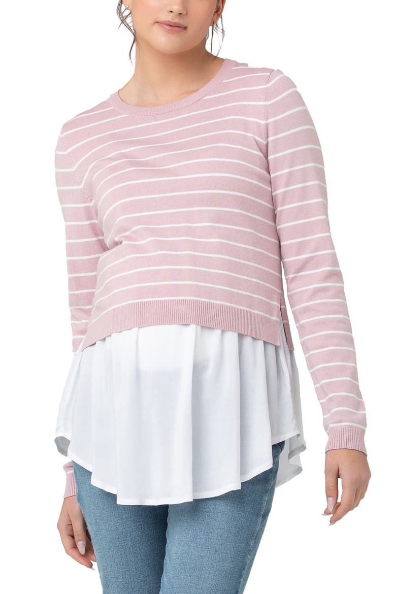 Sia Nursing Knit Dusty Pink / White