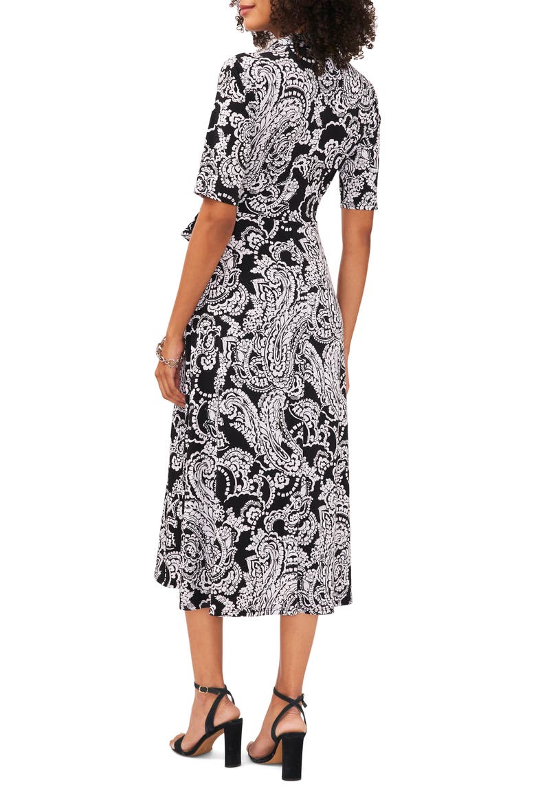 Print Faux Wrap Midi Dress