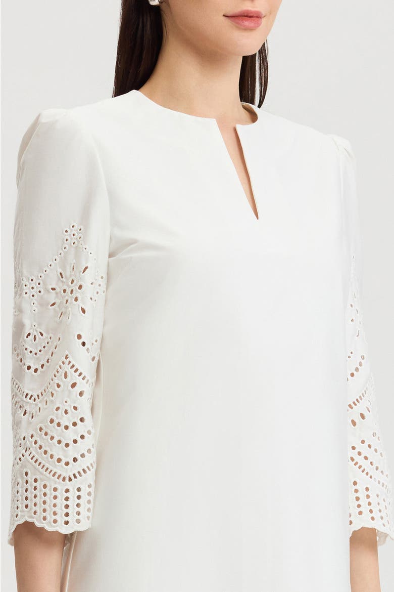 Eyelet Straight Cotton Maxi Dress