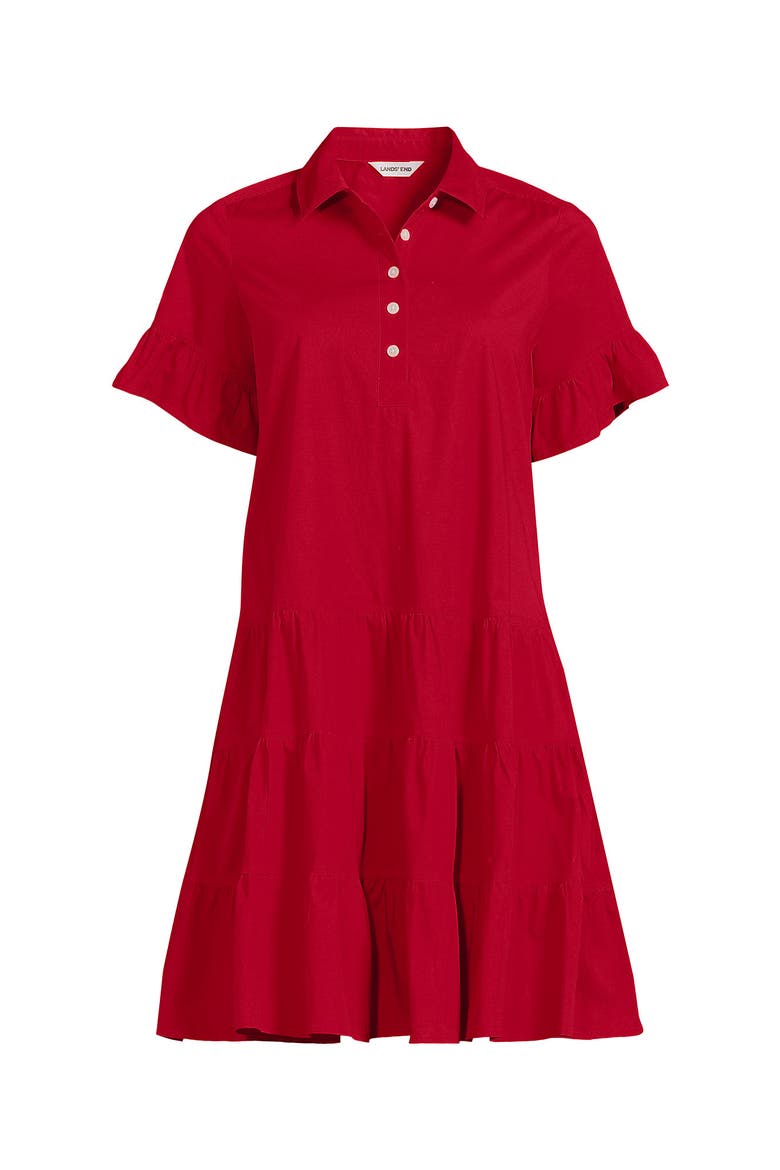 Plus Size Poplin Flutter Sleeve Knee Length Popover Dress
