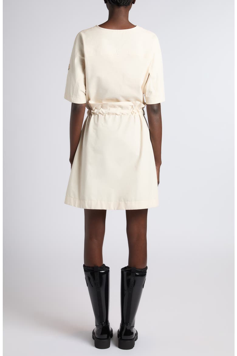Hybrid Knit & Woven Drawstring Minidress