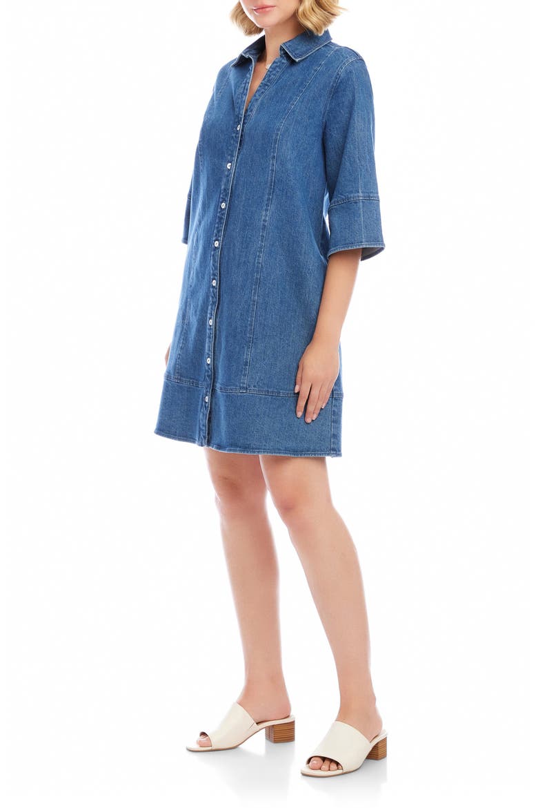 Flare Sleeve Denim Shirtdress