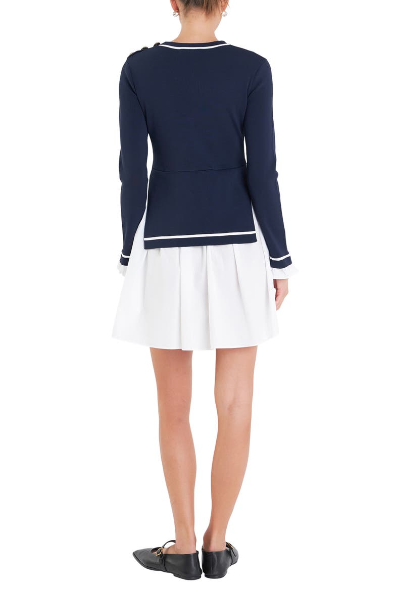 Mixed Media Long Sleeve Minidress