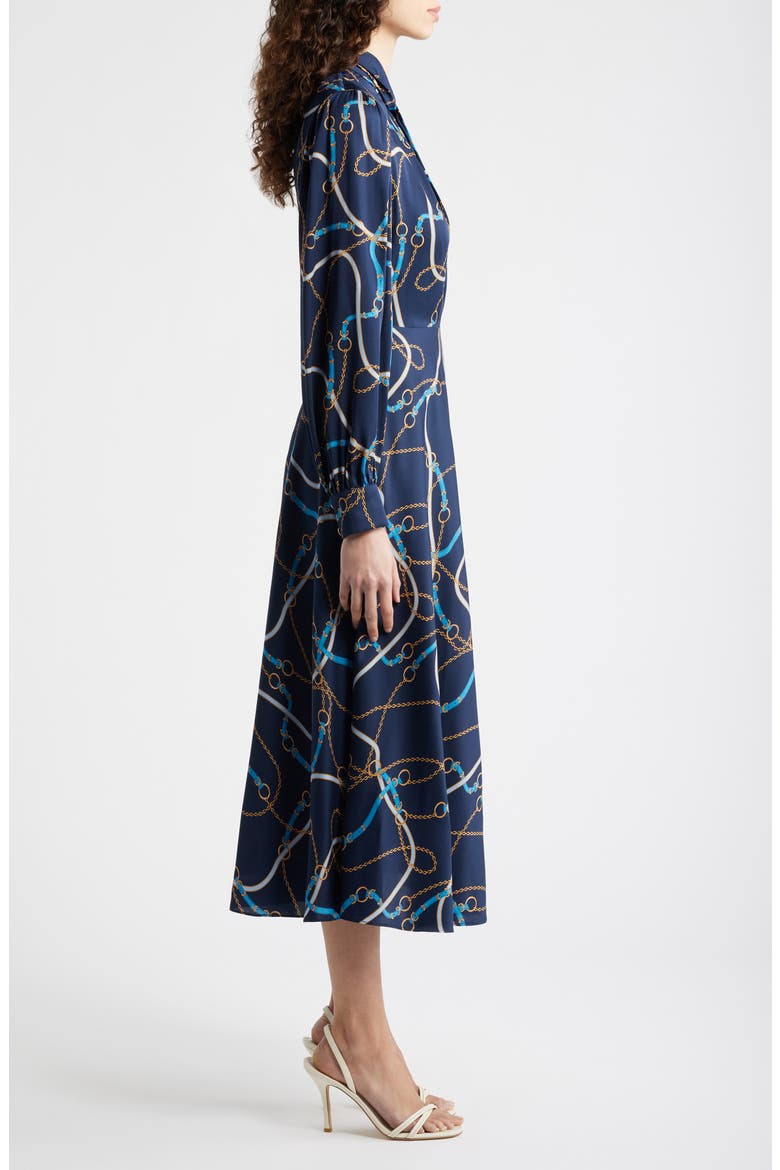 The Raquel Placed Floral Long Sleeve Silk Blend Dress