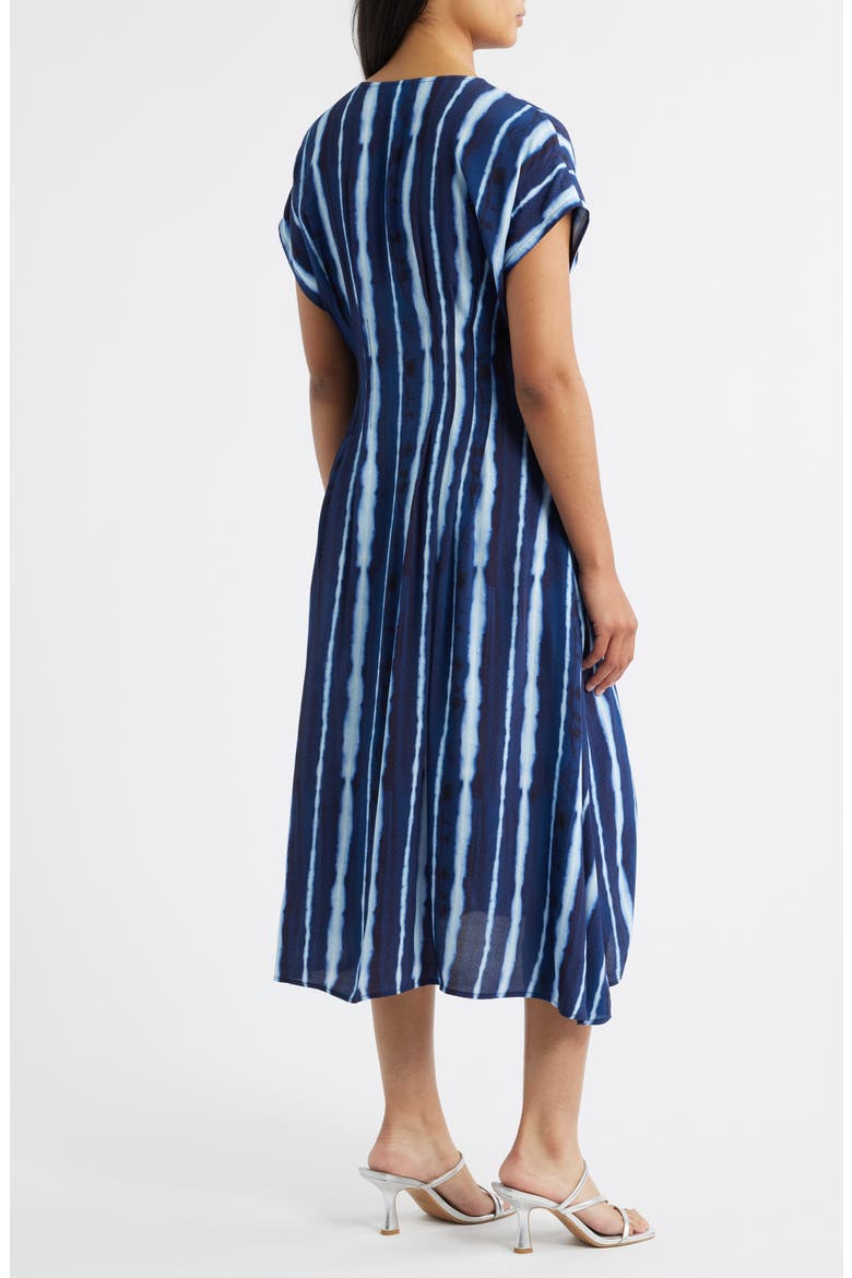 Lana Shibori Stripe Short Sleeve Midi Dress
