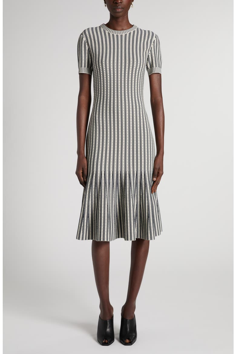 Jacquard Stripe Trumpet Sweater Dress