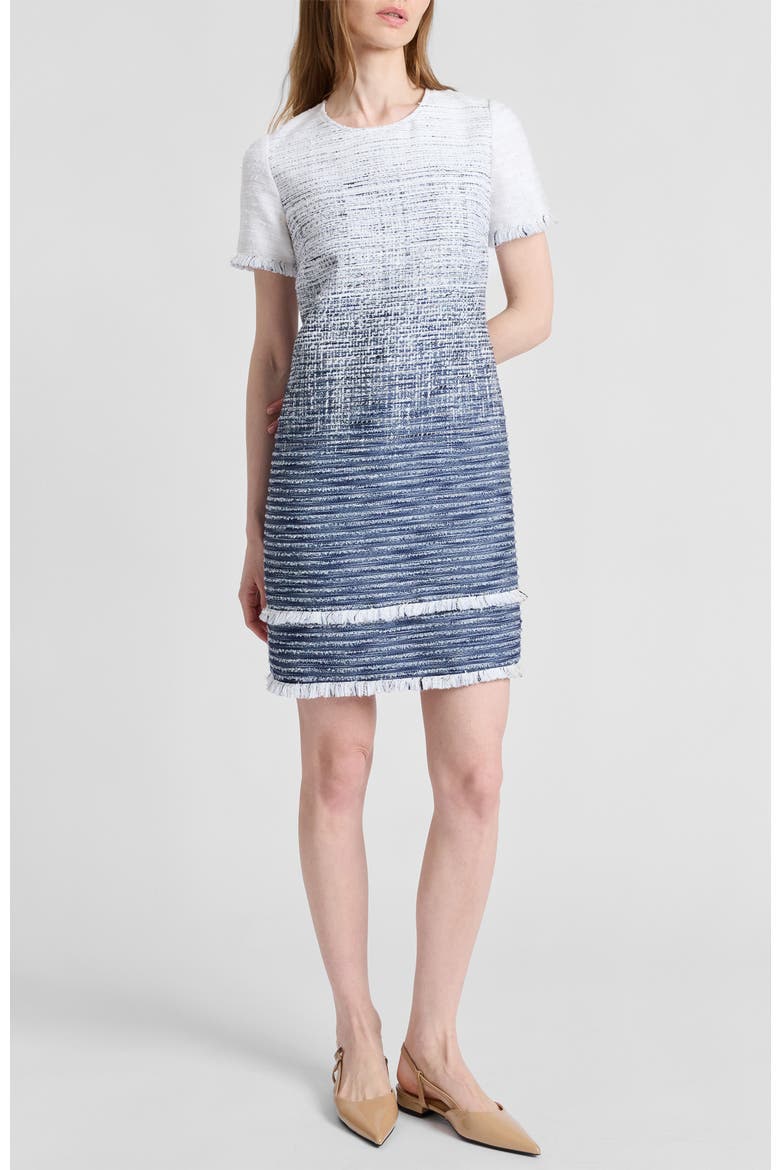 Melania Short Sleeve Shift Dress in Ombre Tweed