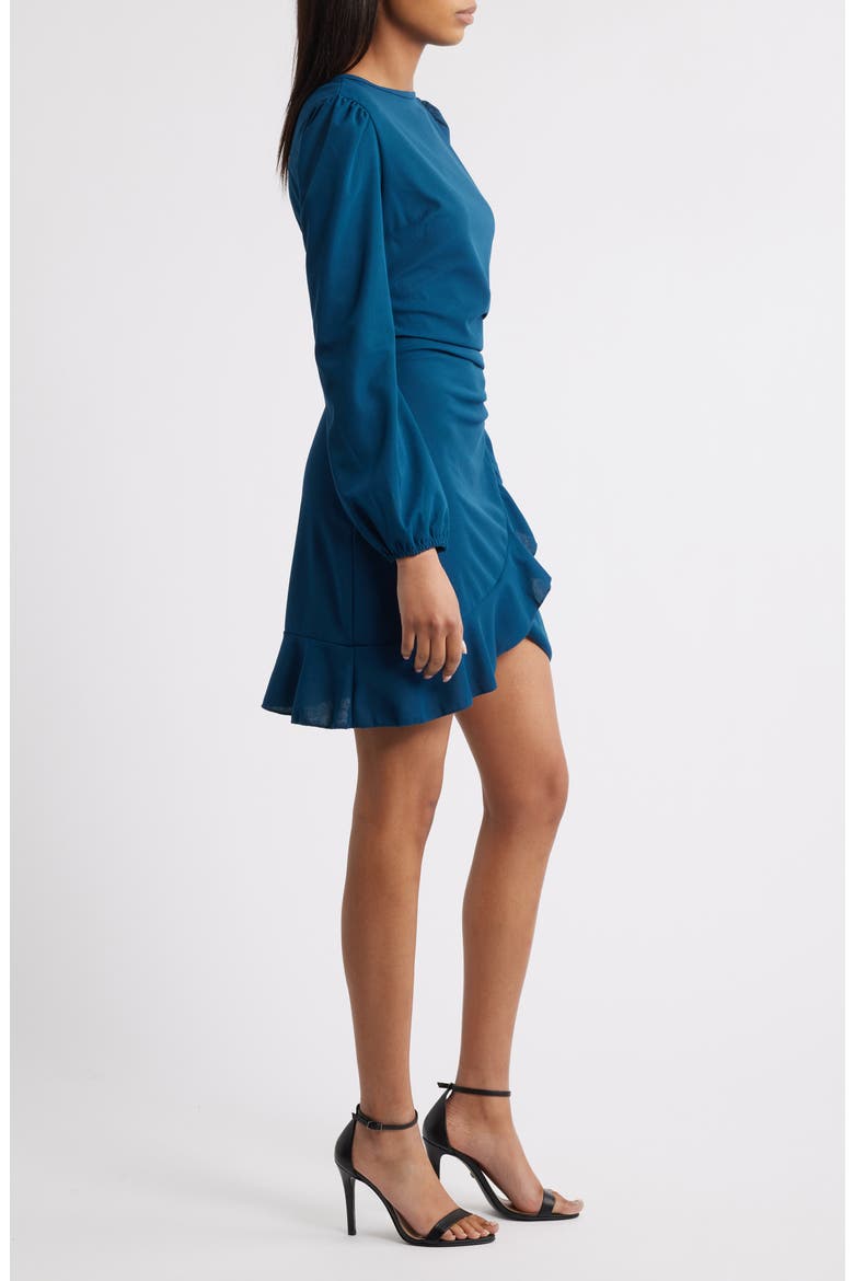 Hendrix Pleated Ruffle Long Sleeve Minidress