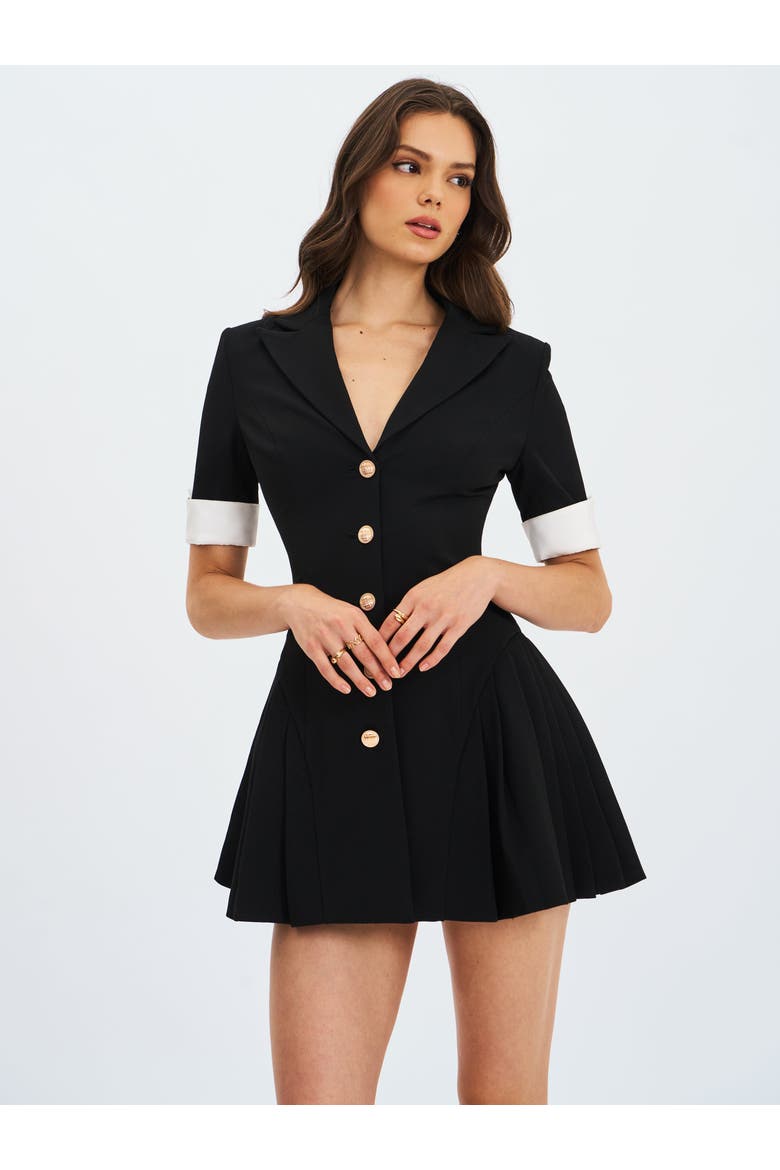 Ilitha Woven Crepe Pleated A-Line Mini Dress