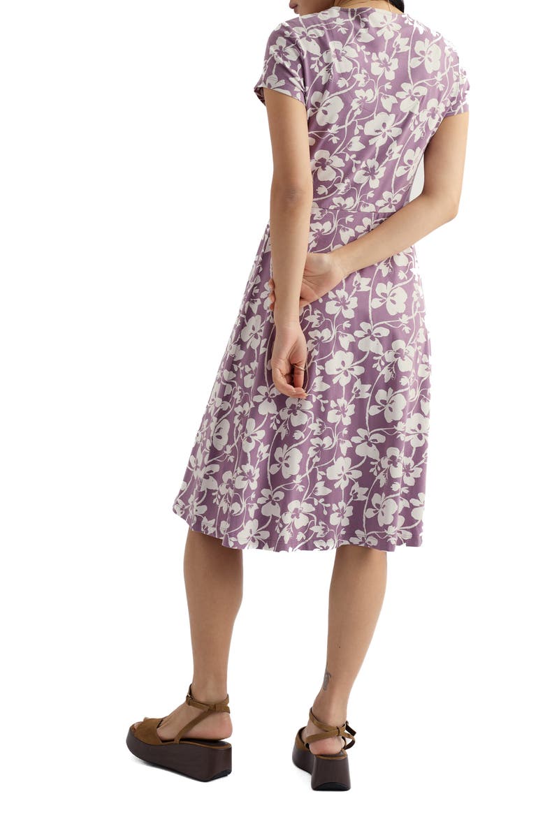 Pier View Floral Print Flare Stretch Organic Cotton Dress