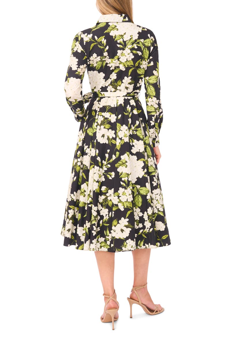 Anna Pleated Long Sleeve Cotton Midi Shirtdress